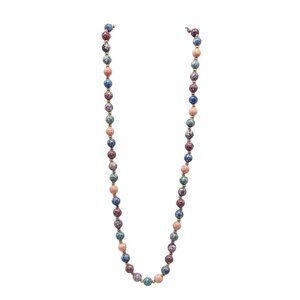 Multi-Color Semi Precious Stone Beaded Necklace Vintage Gold Spacers 29 in